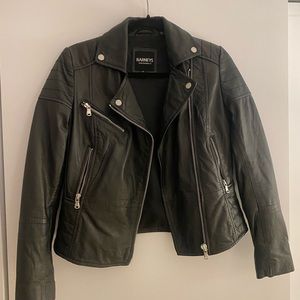 Barney’s vintage black leather jacket